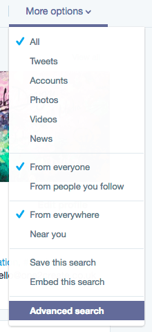 Twitter Advanced Search Web Design Hampshire more options toolbar