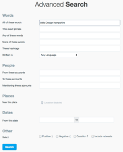 Twitter Advanced Search main page