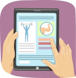 illustration of hand holding tablet