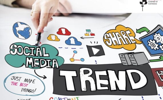 Woman pointing at social media on a chart with a pen - join the social media for beginners workshop on 20th October 2020