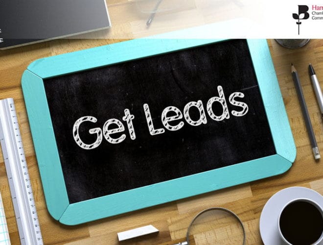 'Get leads' text on a slate