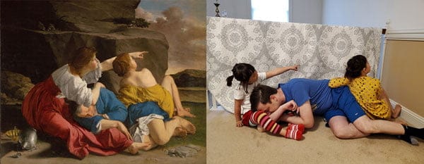 Getty museum campaign to recreate works of art at home - father and daughters