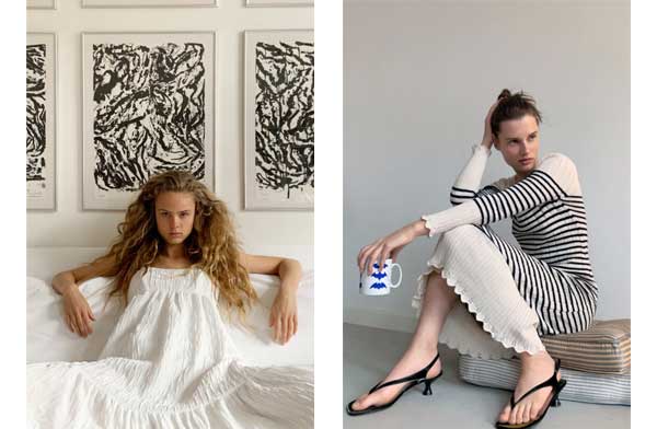 Two images from the Zara photoshoot for their lockdown marketing campaign