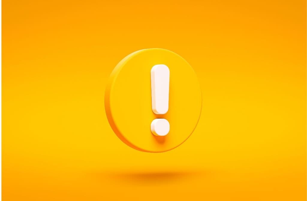 An exclamation mark on a yellow background