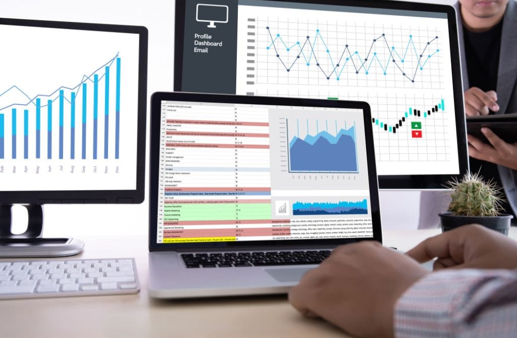 Google stats on computer screens