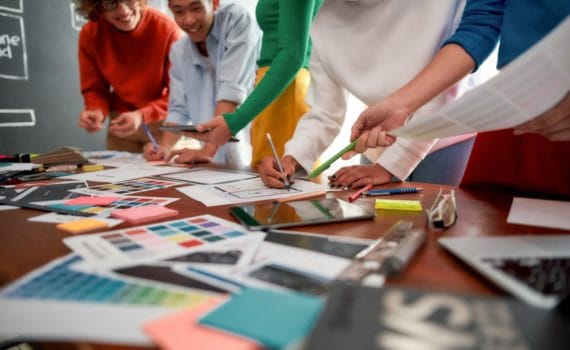 A team of creatives designing a great logo