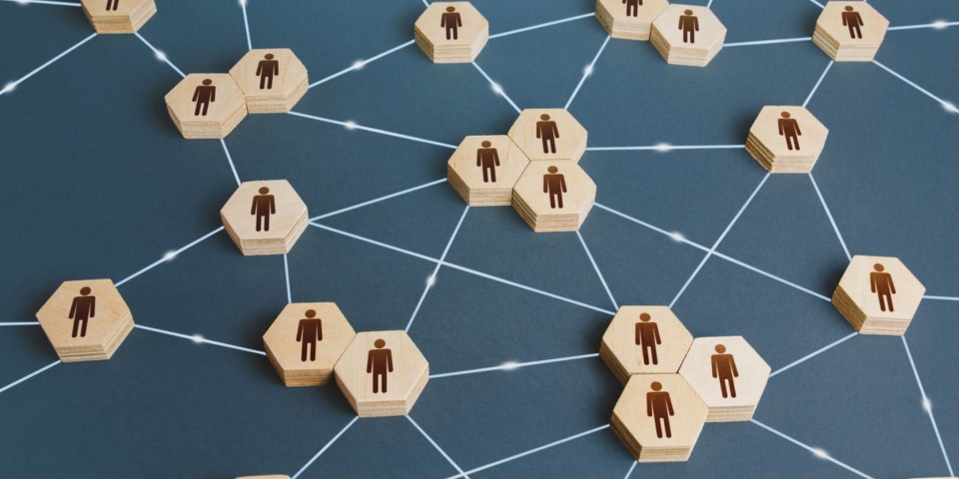 counters representing people interconnected by lines