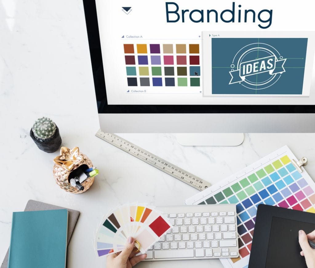 A pair of hands examine a colour chart to establish a brand using colour psychology.