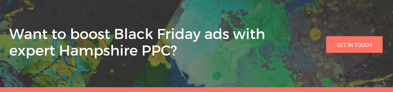 Promotional banner asking businesses if they want to boost Black Friday PPC with a Hampshire PPC Agency.